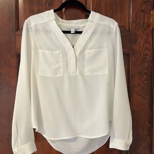 Nine West Women's Cream Blouse with Pockets